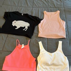 Trendy Tank and Tee Set - Black, Pink, White
